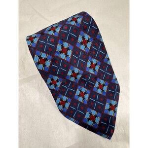 BRIONI TIE Geometric on Dark Blue 100% Silk Necktie Made in Italy 60"x3.75"